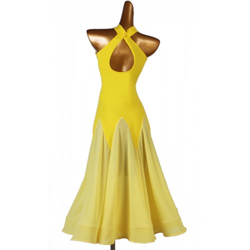 Yellow ballroom Dance Dress for Women girls stage performance waltz tango foxtrot smooth dance skirts for female customizable